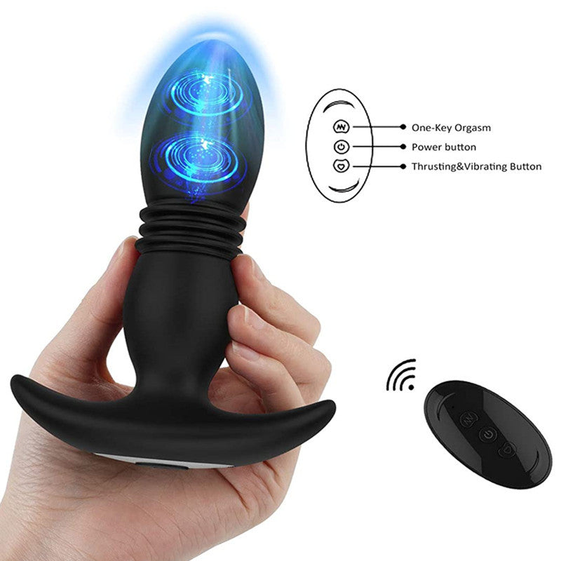 7 Thrusting 7 Vibration 3 Folds Male Anal Prostate Massaging Butt Plugs