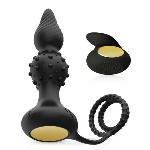 Anal Beads Remote Control Vibratiing Butt Plug with Penis Rings